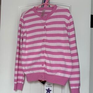 Pink and White Striped Women's Sweater